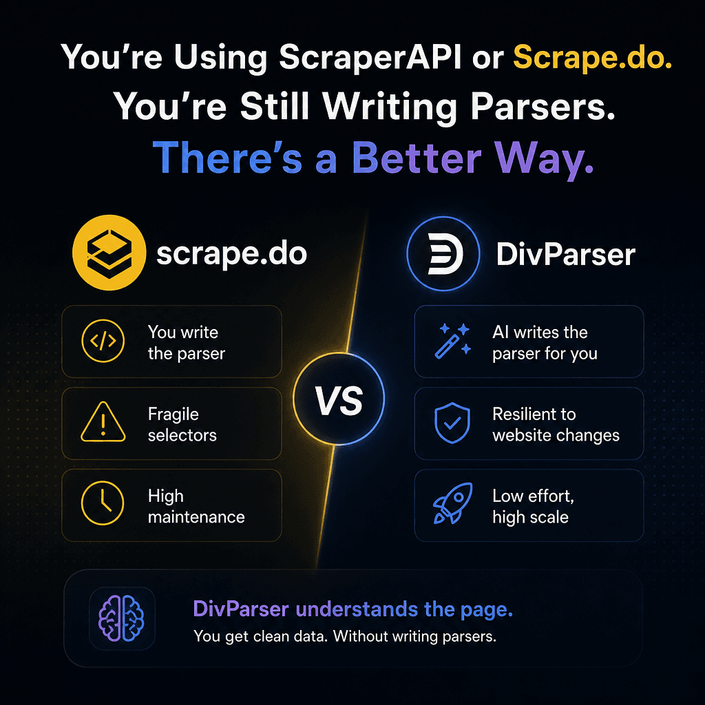 You're Using ScraperAPI or Scrape.do. You're Still Writing Parsers. There's a Better Way.